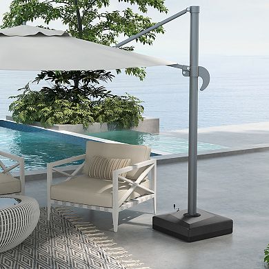 Outsunny Large Fillable Cantilever Umbrella Base With Liftable Wheel