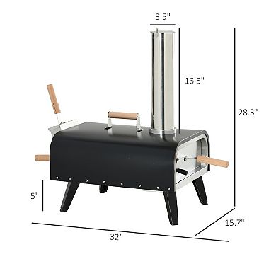 Outsunny Outdoor Pizza Oven with Stone, 12" Wood Fired Pizza Maker