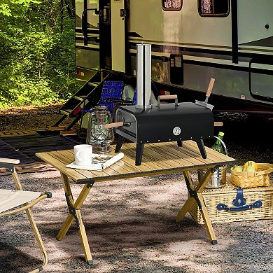 Outsunny Outdoor Pizza Oven with Stone, 12" Wood Fired Pizza Maker