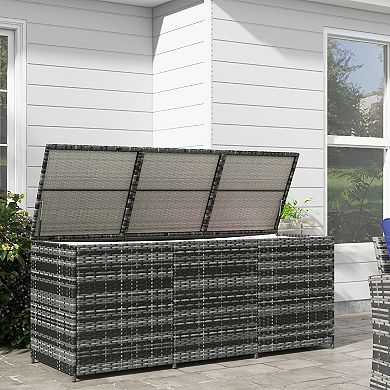 Outsunny Outdoor Storage Box W/ Pneumatic Lift & Liner, Mixed