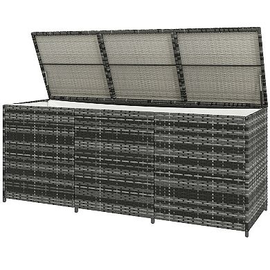 Outsunny Outdoor Storage Box W/ Pneumatic Lift & Liner, Mixed