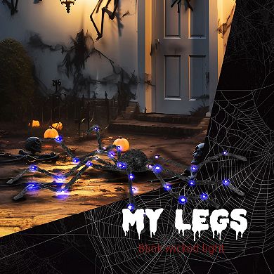 Homcom Outdoor Halloween Decoration, Light-up Oversized Spider