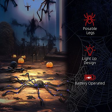 Homcom Outdoor Halloween Decoration, Light-up Oversized Spider