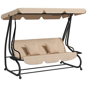 Outsunny 3-seat Outdoor Patio Swing Chair With Adjustable Canopy