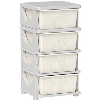 Qaba 30inch 4 tier Kids Storage Unit Dresser Tower