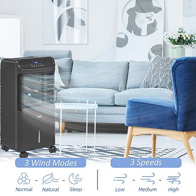 Homcom 3-in-1 Mobile Evaporative Air Cooler With Remote Oscillating Black