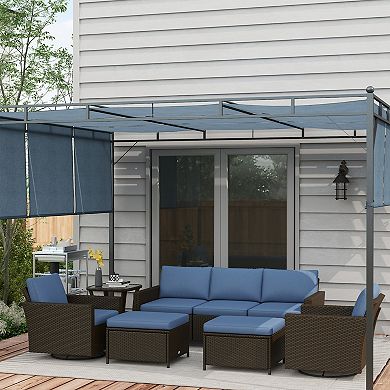 Outsunny 6pc Patio Furniture Set With Couch, Swivel Rocking Chairs