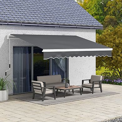 Outsunny Manual Retractable Awning Sunshade Shelter