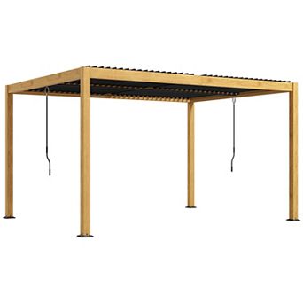 Outsunny 10ft x 13' Aluminum Louvered Pergola with Adjustable Roof