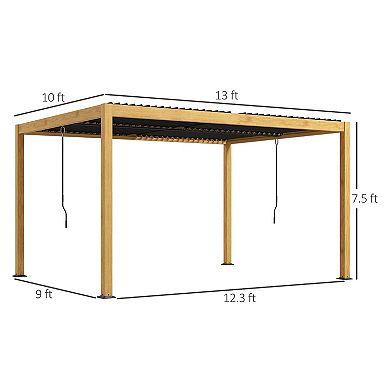 Outsunny 10ft x 13' Aluminum Louvered Pergola with Adjustable Roof