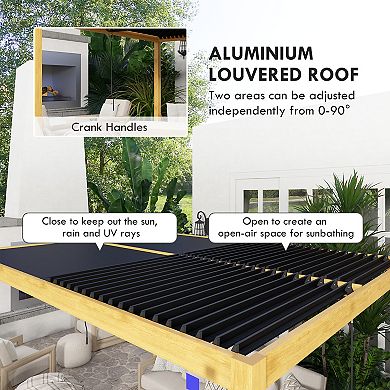 Outsunny 10ft x 13' Aluminum Louvered Pergola with Adjustable Roof