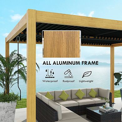 Outsunny 10ft x 13' Aluminum Louvered Pergola with Adjustable Roof
