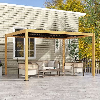 Outsunny 10ft x 13' Aluminum Louvered Pergola with Adjustable Roof