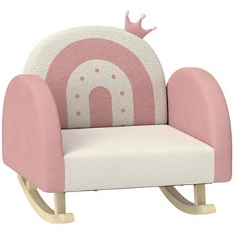 Qaba Kids Rocking Chair, Princess Crown Toddler Chair For Bedroom