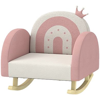Qaba Kids Rocking Chair, Princess Crown Toddler Chair For Bedroom