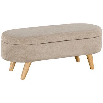 Homcom Storage Ottoman Bench, 43.3" Upholstered End Of Bed Bench