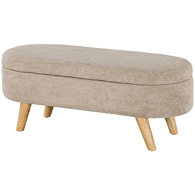 Homcom Storage Ottoman Bench, 43.3" Upholstered End Of Bed Bench