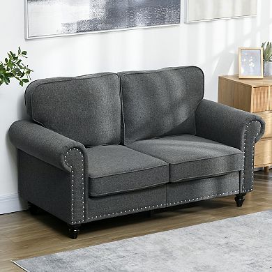 Homcom Mid Century Modern Loveseat Sofa With Nailhead Trim