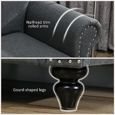 HOMCOM Mid Century Modern Loveseat Sofa with Nailhead Trim,