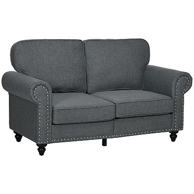 Homcom Mid Century Modern Loveseat Sofa With Nailhead Trim