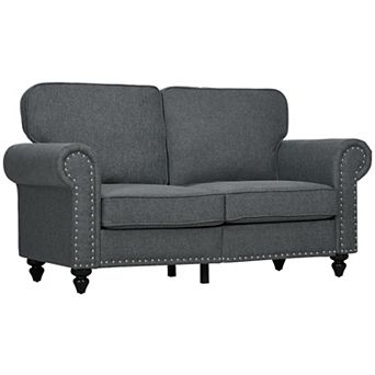 Homcom Mid Century Modern Loveseat Sofa With Nailhead Trim