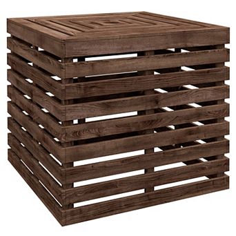 Outsunny Outdoor Storage Box For Umbrella Base, Wooden Coffee End Table