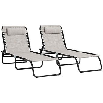 Outsunny 2 Chaise Lounge Pool Chairs, Folding, Reclining