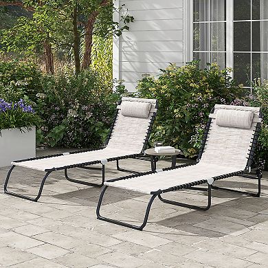 Outsunny 2 Chaise Lounge Pool Chairs, Folding, Reclining