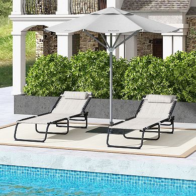 Outsunny 2 Chaise Lounge Pool Chairs, Folding, Reclining