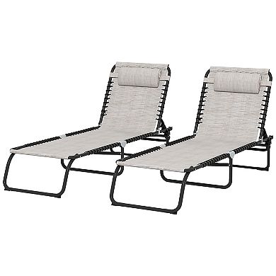 Outsunny 2 Chaise Lounge Pool Chairs, Folding, Reclining
