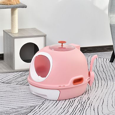 Pawhut Covered Cat Litter Box With Lid And Scoop