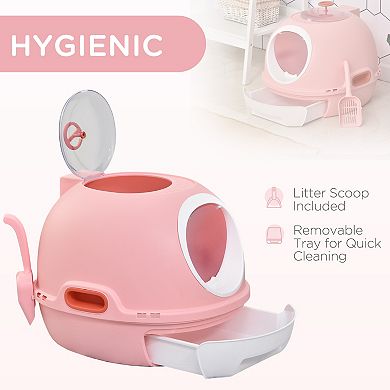 PawHut Covered Cat Litter Box with Lid and Scoop,