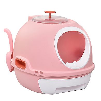 Pawhut Covered Cat Litter Box With Lid And Scoop