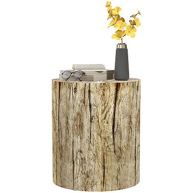 Homcom Tree Stump Stool, Concrete Side Table