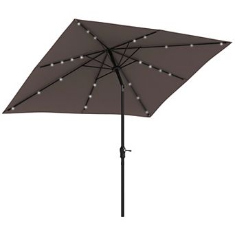 Outsunny 9ft x 7' Solar Umbrella, Patio Umbrella with LED Lights