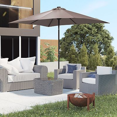 7ft patio umbrella with solar lights Outsunny 9ft x 7ft Solar Umbrella, Patio Umbrella with LED Lights