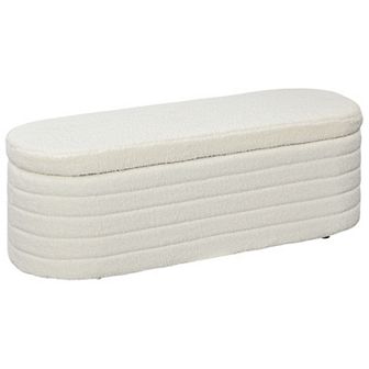 Homcom End Of Bed Bench, Teddy Fleece Upholstered Storage Bench