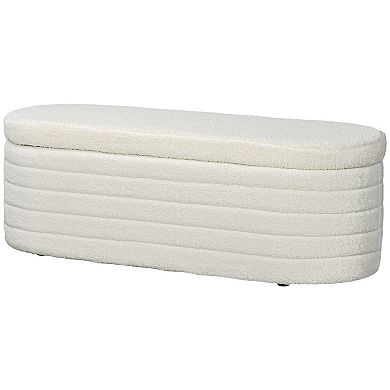 Homcom End Of Bed Bench, Teddy Fleece Upholstered Storage Bench