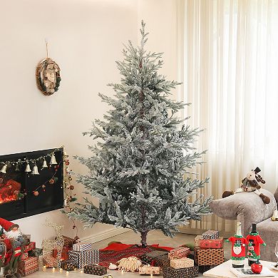 Homcom 6ft Artificial Nordic Pine Christmas Tree With Snow, Easy Assembly