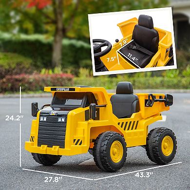 Qaba Caterpillar Licensed 12v Electric Ride On Excavator W/ Remote