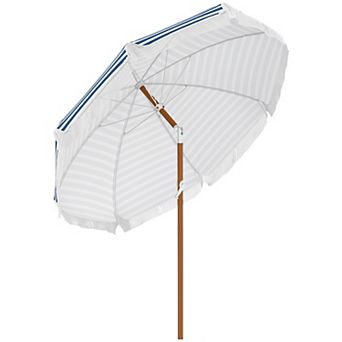 Outsunny Outdoor Patio Umbrella With Tilt, Vent, Fringed Ruffles, Flounce