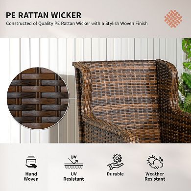 Outsunny Wicker Furniture Set w/ 360° Swivel Glider Chairs,