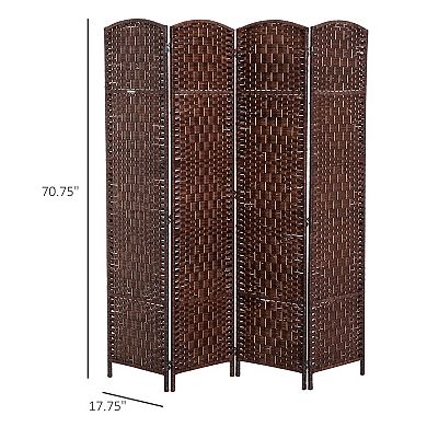 Homcom 4 Weave Panel Room Divider Privacy Folding Screen Diamond Decor Black