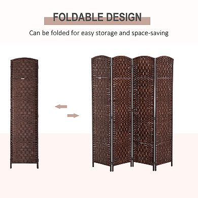 Homcom 4 Weave Panel Room Divider Privacy Folding Screen Diamond Decor Black