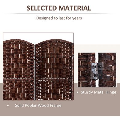 4 Panel Resin Wicker Folding Room Divider Privacy Screen Home Office