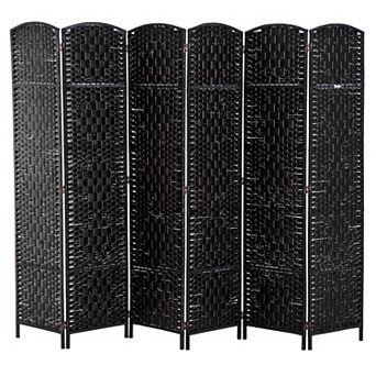6 Panel Resin Wicker Folding Room Divider Privacy Screen Home Office