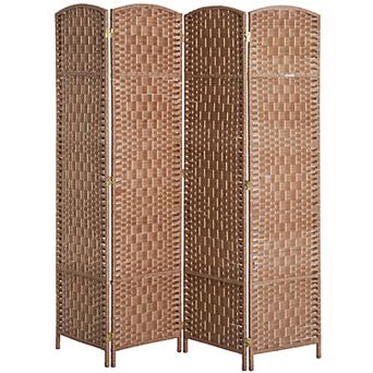 6 Panel Resin Wicker Folding Room Divider Privacy Screen Home Office