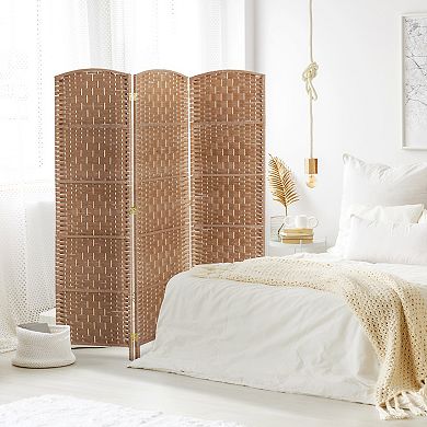 Homcom 3 Weave Panel Room Divider Privacy Folding Screen Diamond Décor