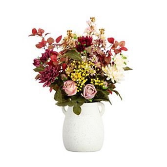 nearly natural 25 in Mixed Flower Arrangement in Ceramic Vase