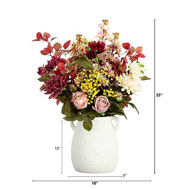 nearly natural 25 in. Mixed Flower Arrangement in Ceramic Vase